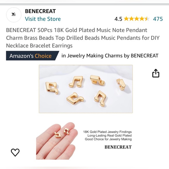 Lot of Gold Jewelry Making Beads and Earring Kit - $35 VALUE - Music Notes - Picture 8 of 16